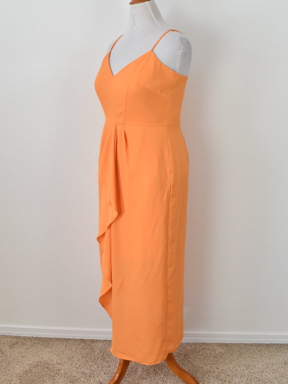 Gianni Bini Monique Ruffle Midi Dress Papaya Orange - 12 - Picture 4 of 9